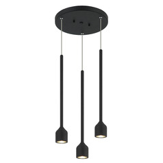 Matteo Lighting Lumenagio Matte Black LED Multi-Light Pendant with Bowl / Dome Shade