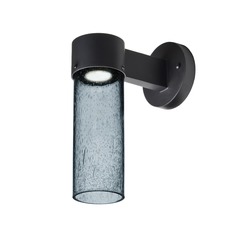 Blue Seeded Glass LED Outdoor Wall Light Black Juni by Besa Lighting