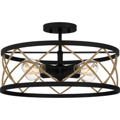 Cedar Park Semi-Flush Mount in Matte Black by Quoizel Lighting