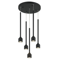 Matteo Lighting Lumenagio Matte Black LED Multi-Light Pendant with Bowl / Dome Shade