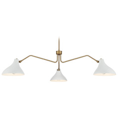 55-Inch Wide Chandelier in White & Natural Brass by Meridian