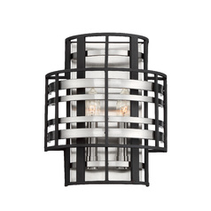 Presten 2-Light Wall Sconce in Nickel & Sand Coal by Metropolitan