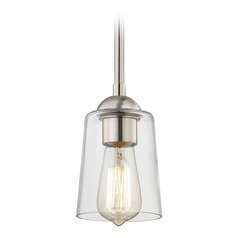 Satin Nickel Mini-Pendant Light with Cone Shade