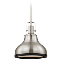 Nautical Mini-Pendant Satin Nickel and Black 8.63-Inch Wide