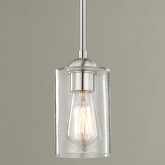 Seeded Glass Satin Nickel Mini Pendant Light