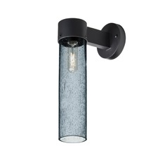 Blue Seeded Glass Outdoor Wall Light Black Juni by Besa Lighting