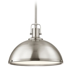 Nautical Satin Nickel Pendant Light 13.38-Inch Wide