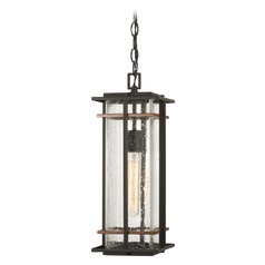 San Marcos Black with Antique Copper Outdoor Hanging Light by Minka Lavery