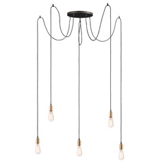 Early Electric Black & Antique Brass Multi-Light Pendant by Maxim Lighting