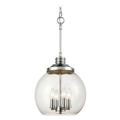 Elk Lighting Chandra Polished Chrome Pendant Light with Bowl / Dome Shade
