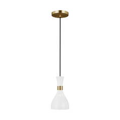 ED Ellen-DeGeneres Joan Matte White & Burnished Brass Mini Pendant by Visual Comfort Studio