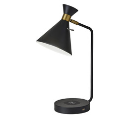 Adesso Home Maxine Matte Black and Antique Brass Desk Lamp
