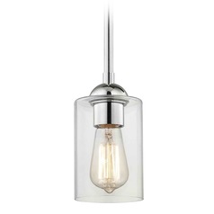 Chrome Mini-Pendant Light with Cylindrical Shade