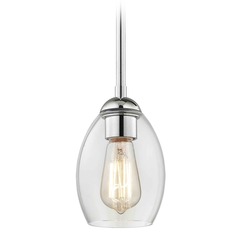 Chrome Mini-Pendant Light with Oblong Shade
