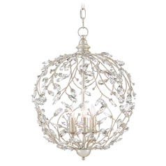 Crystal Bud Chandelier in Silver Granello by Currey & Company