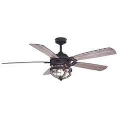 Vaxcel Lighting Barnes Matte Black & Rustic Oak LED Ceiling Fan with Light