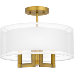 Bodnar 15-Inch Semi-Flush Mount in Aged Brass by Quoizel Lighting