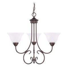 Hometown 24-Inch 3-Light Chandelier in Bronze with Faux Alabaster