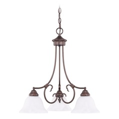 Hometown 22-Inch 3-Light Chandelier in Bronze with Faux Alabaster