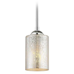 Chrome Mini-Pendant Light Mercury Glass Cylindrical