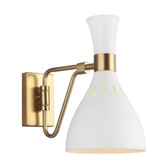 ED Ellen-DeGeneres Joan Matte White & Burnished Brass Adjustable Sconce by Visual Comfort Studio