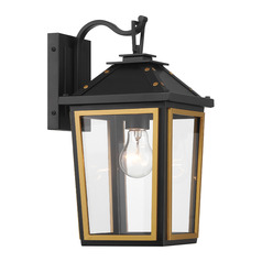 Crystorama Lighting Hawkins Matte Black & Textured Gold Outdoor Wall Light