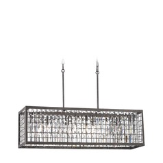 Elk Lighting Nadina Silverdust Iron Island Light with Rectangle Shade