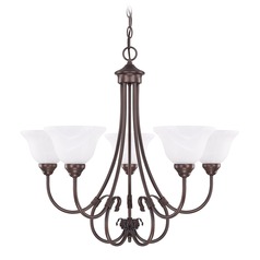 Hometown 29-Inch 5-Light Chandelier in Bronze with Faux Alabaster