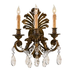 Crystal Sconce Wall Light in Oxidized Brass by Metropolitan Lighting