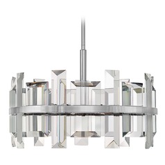 Odette 24-Inch Crystal Drum Pendant in Polished Nickel by Fredrick Ramond
