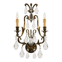 Crystal Sconce Wall Light in Oxidized Brass by Metropolitan Lighting