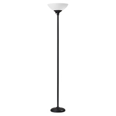 Adesso Home Glenn Black Torchiere Lamp with Bowl / Dome Shade