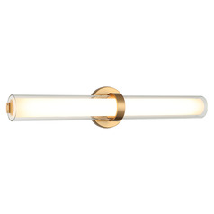 Satchie Aged Gold Brass LED Vertical Bathroom Light by Matteo Lighting