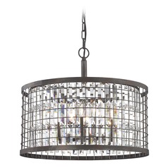 Elk Lighting Nadina Silverdust Iron Pendant Light with Drum Shade