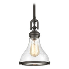 Elk Lighting Rutherford Oil Rubbed Bronze Pendant Light with Bowl / Dome Shade
