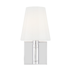 Thomas OBrien 10.63-Inch Tall Beckham Classic Polished Nickel Sconce by Visual Comfort Studio