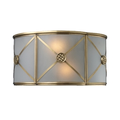 Sconce Wall Light with Beige / Cream Glass in Brushed Brass Finish