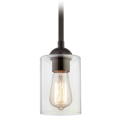 Bronze Mini-Pendant Light with Cylindrical Shade