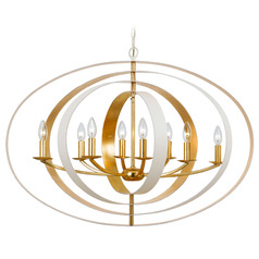 Crystorama Lighting Luna Matte White & Antique Gold Chandelier