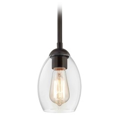 Bronze Mini-Pendant Light with Oblong Shade