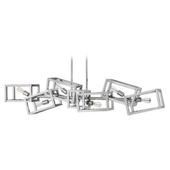 Ensemble 62-Inch Geometric Linear Chandelier in Polished Nickel by Fredrick Ramond