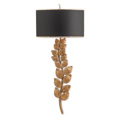Currey and Company Birdsong Textured Gold Leaf/satin Black Sconce
