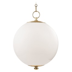 Sphere No. 1 Aged Brass Pendant with Opal Glass by Hudson Valley Lighting