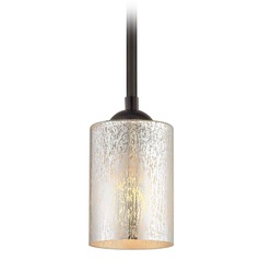 Bronze Mini-Pendant Light Mercury Glass Cylindrical