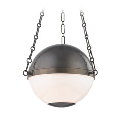 Sphere No. 2 Distressed Bronze Pendant with Opal Glass by Hudson Valley Lighting