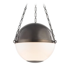 Sphere No. 2 Distressed Bronze Pendant with Opal Glass by Hudson Valley Lighting