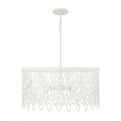 Capital Lighting Phoebe Matte White Pendant Light with Drum Shade