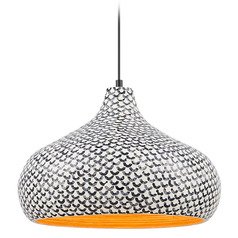 Savoy House Lighting Jade Black and White Shell Pendant Light with Bowl / Dome Shade