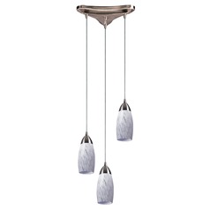 Modern Multi-Light Pendant Light with Art Glass and 3-Lights