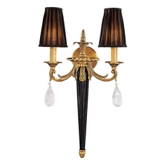 Sconce Wall Light with Black Shades in French Gold by Metropolitan Lighting